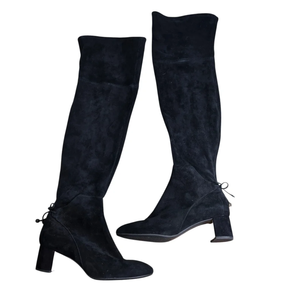 Tory Burch Laila Black Suede Otk Over The Knee Boots